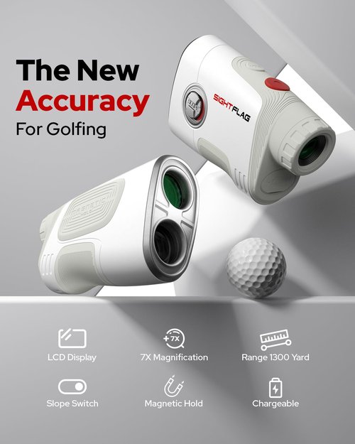 Golf Rangefinder with Slope and Pin Flagpole Lock Vibration, 1300 Yards Range Finder with Magnetic, 7.5X Magnification, External Slope Switch, Magnetic Strip, USB-C Rechargeable Golf Gift for Men