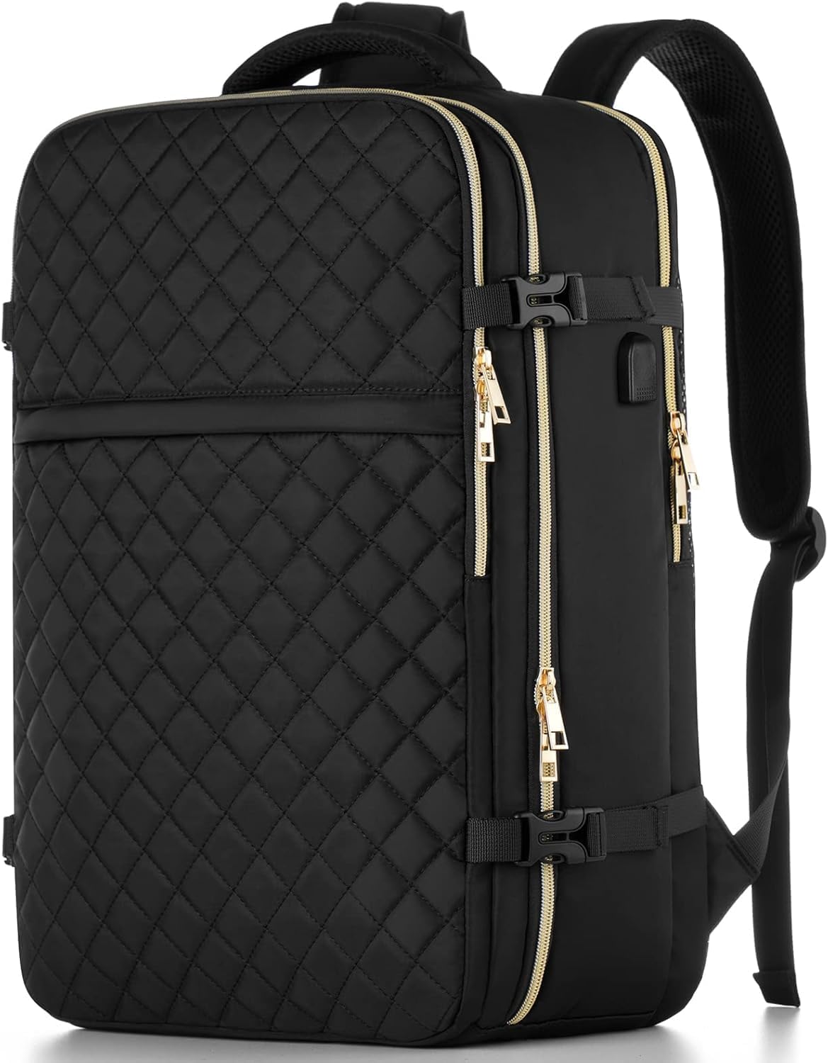 MOMUVO Large Travel Backpack - Flight Approved, Water Resistant Anti-Theft Daypack for 17" Laptop | Black