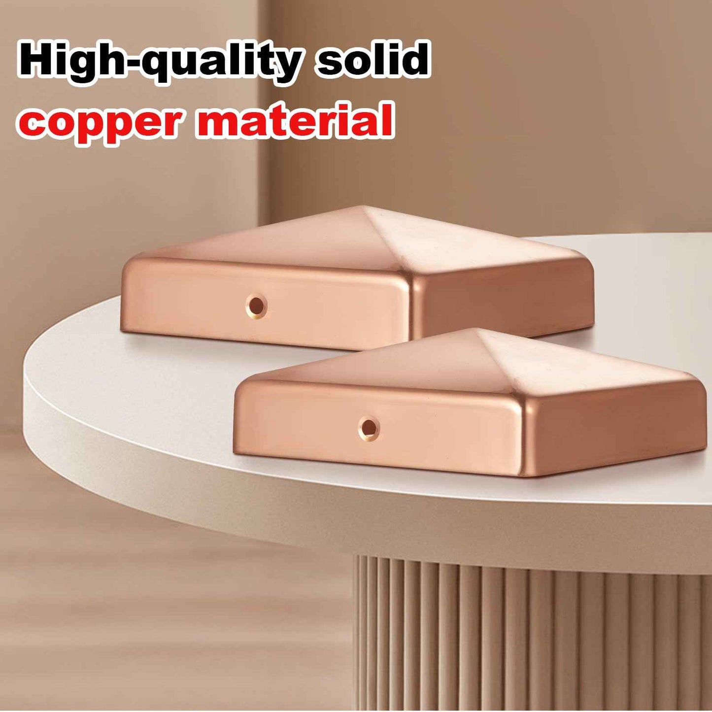 Tandefio 2 Pcs Solid Copper Post Caps Fence Pyramid Decking Caps with Screw for Metal Wood Cedar Fence Deck Corridors Mailbox Posts End Cover(4x4'' (Actual 3.5x3.5''),Pyramid)