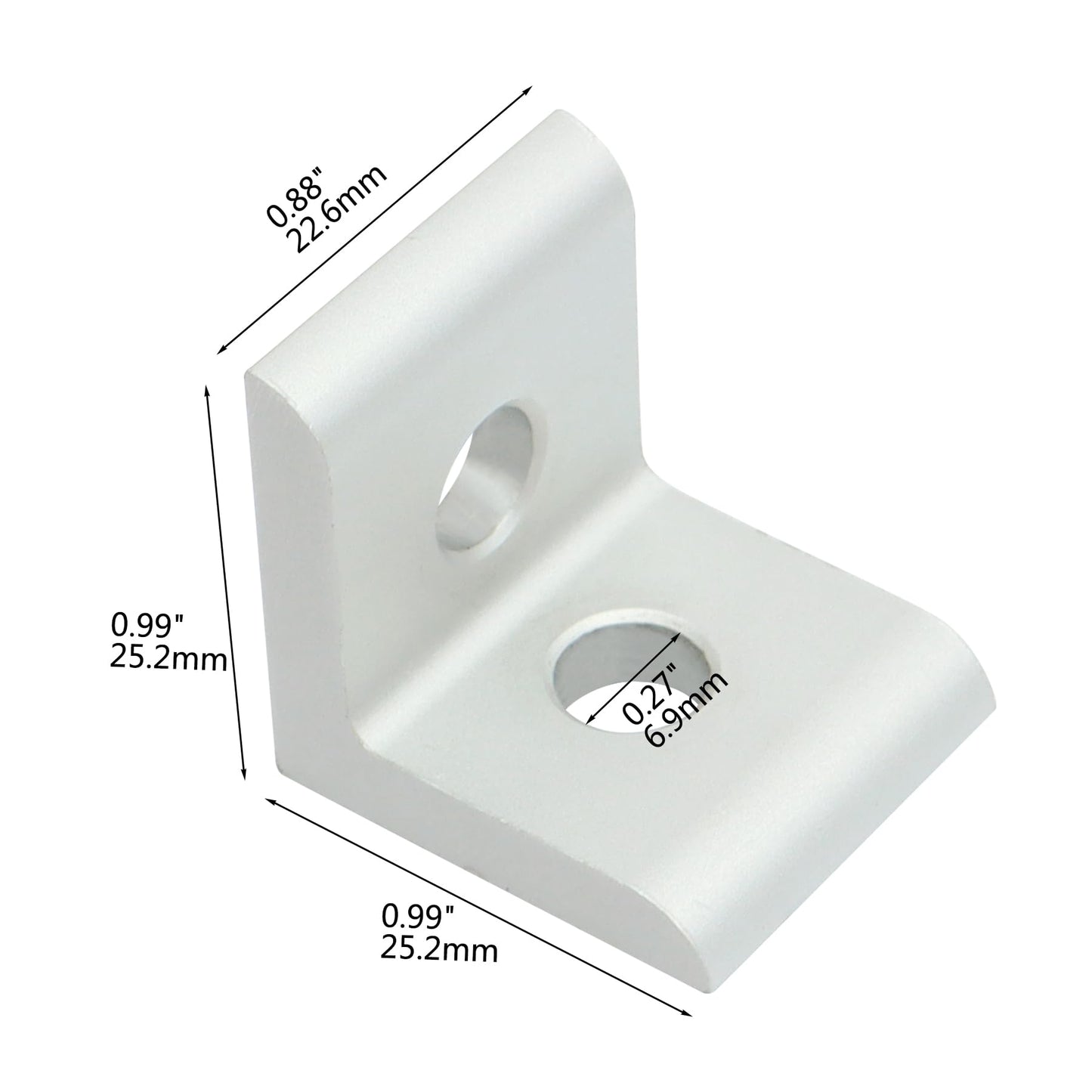 Abeicy 25 Packs Inside Corner Brackets, Aluminum 2-Hole 90 Degree Angle Bracket for 10 Series T Slot Profile Extruded Aluminum Extrusion