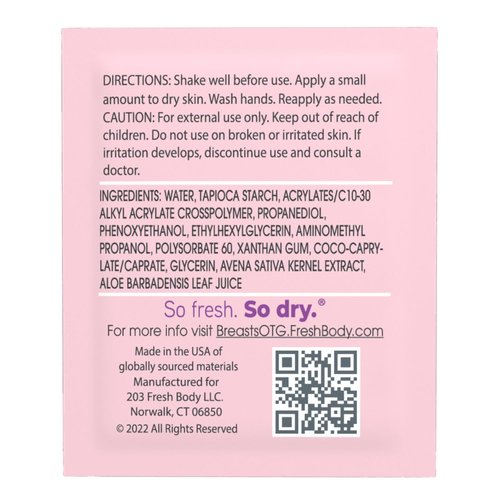 FRESH BREASTS Starter Pack - Anti Chafing Deodorant Lotion to Powder for Women, 3.4oz and On-The-Go Travel Size .07oz (15 pack) - Anti Chafe Cream Whole Body Deodorant for Women No Talc or Aluminum