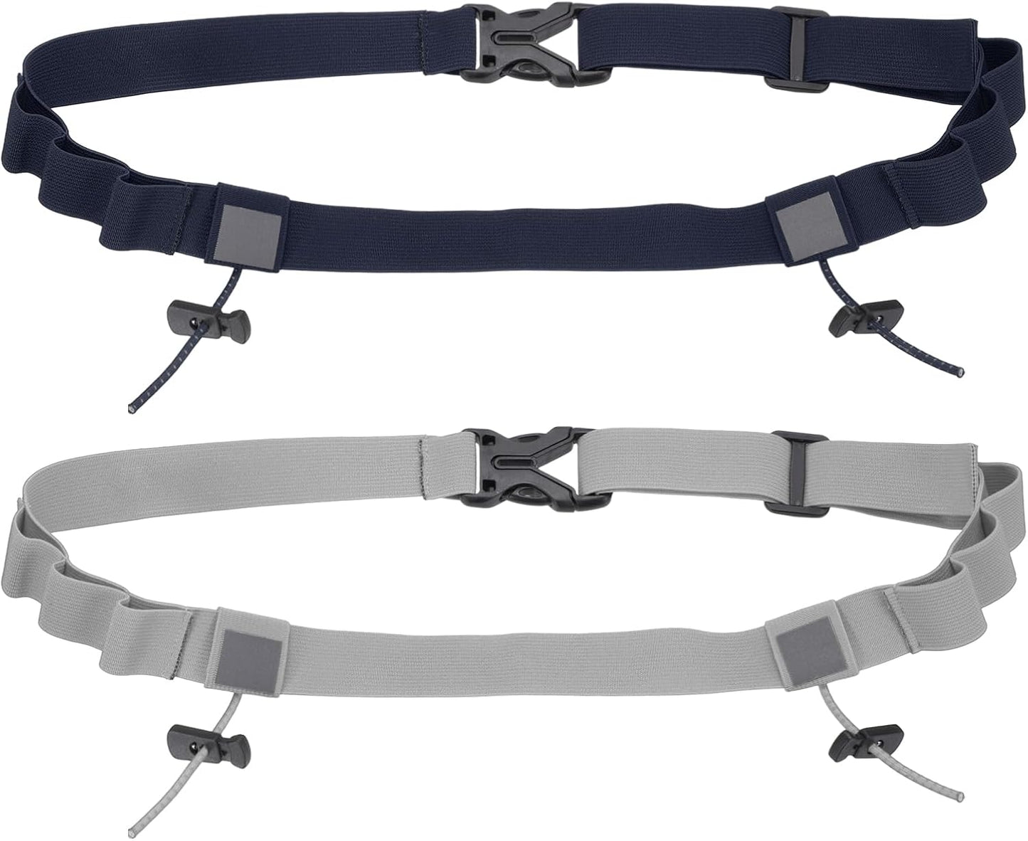 Skiennix Race Belt - Comfortable Triathlon Number Holder with 6 Gel Loops | Light Gray/Navy Blue, 2 Pcs