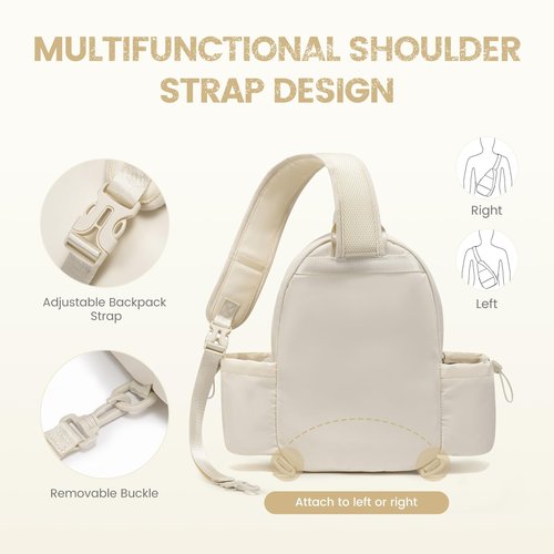 Sucipi Pickleball Bags for Women Lightweight Crossbody and Stylish Quilted Pickleball Paddle Sling Bag Backpack, Pearl Beige