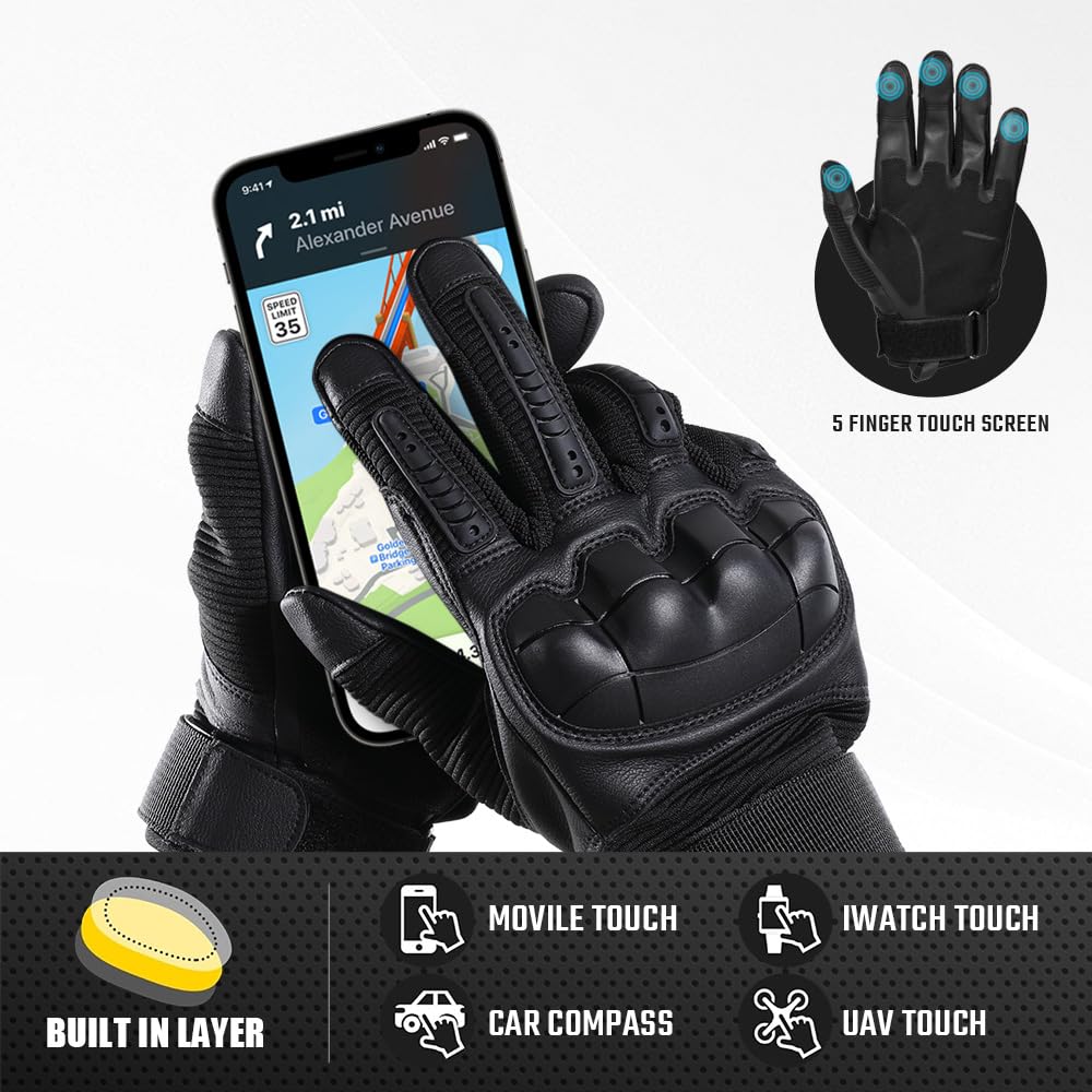 WTACTFUL Touch Screen Tactical Gloves for Men Airsoft Paintball Gear Motorcycle MTB Bike Cycling Cross-Country Motorbike ATV Hunting Hiking Riding Driving Work Outdoor Full Finger Gloves XL Black