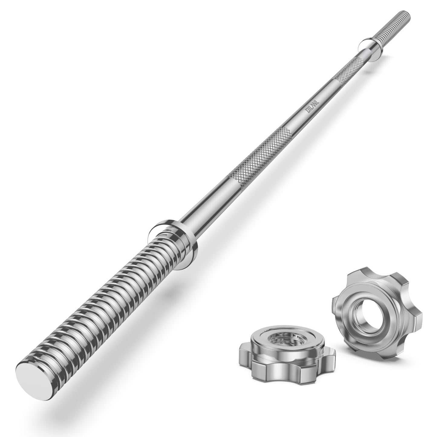Weight Lifting Bar 57", 1" Standard Straight Barbell Bars Olympic for Home Gym Weight lifting/Strength Training/Squat/Bench Press/Deadlift/Lunges/Hip Thrusts, 2 Star Collars (480lb Weight Capacity) (Silver)