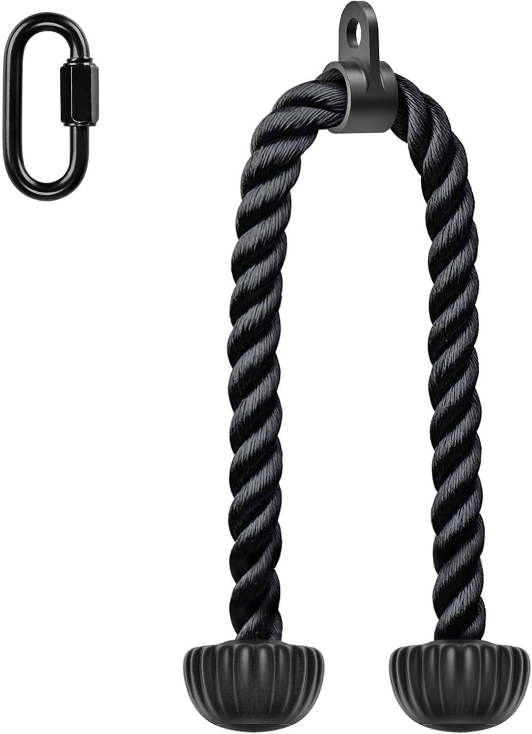 SELEWARE Triceps Rope - Non-Slip Soft Rubber Ends for Home Gym | 28 & 36 Inch LAT Pulldown Attachment in Black & Orange