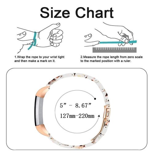 Ayeger Resin Band Compatible with Fitbit Alta/Alta HR/Ace,Women Men Resin Accessory Rose Gold Buckle Band Wristband Strap Blacelet (Nougat White)