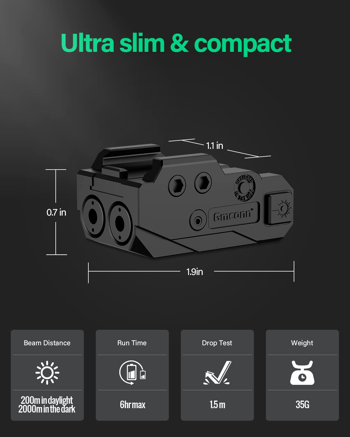 Gmconn Double Laser Sight with Strobe/Momentary for Railed Pistol