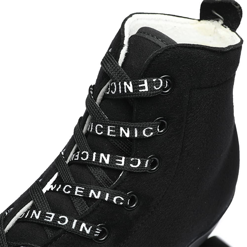 Black Roller Skates Outdoor Suede Quad Skates Footwear for Women and Men Size 39