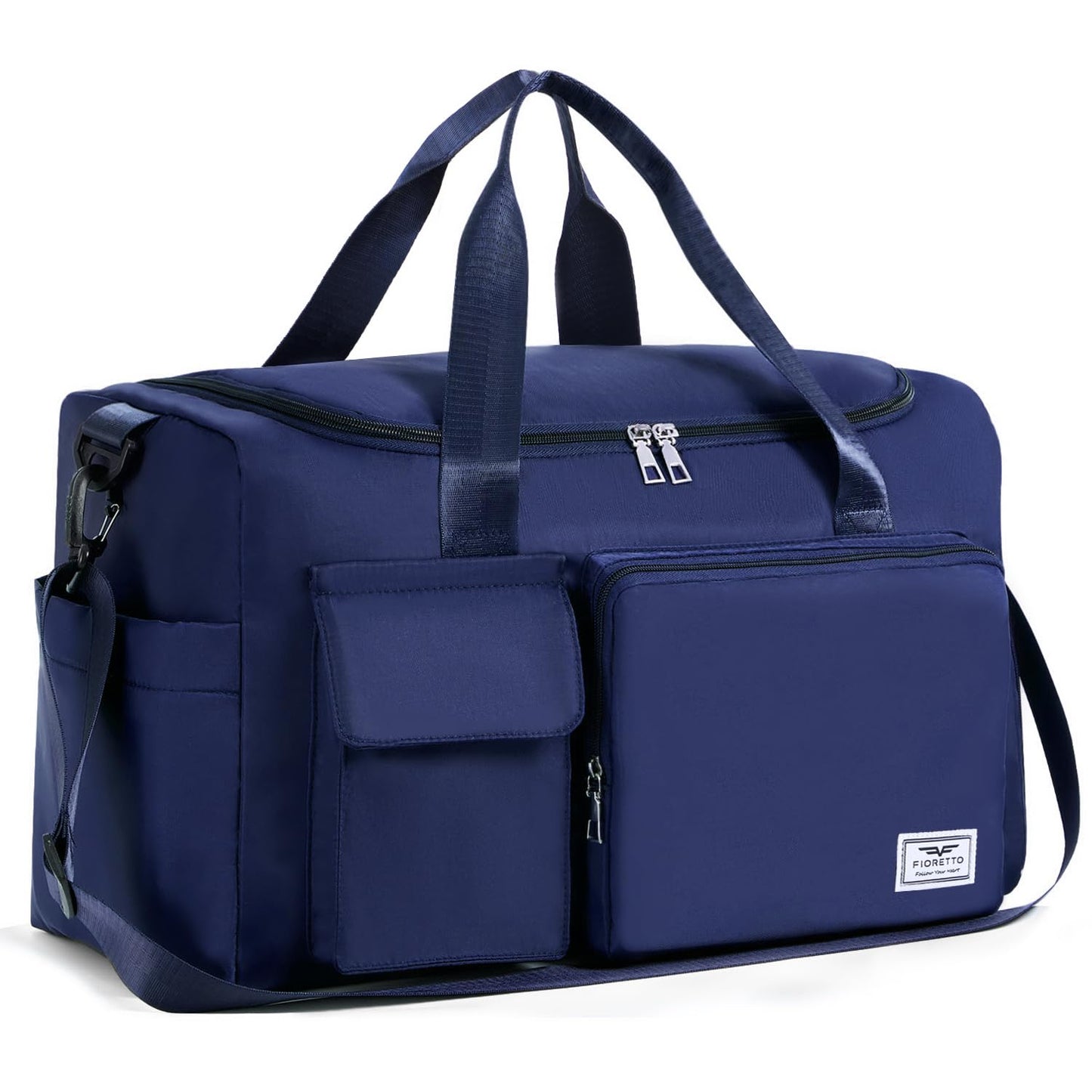 FIORETTO Women's Gym Duffle Bag with Shoes Compartment, 30L Capacity, Ideal for Travel, Gym, Sports, Duffel, Weekender, Navy Blue