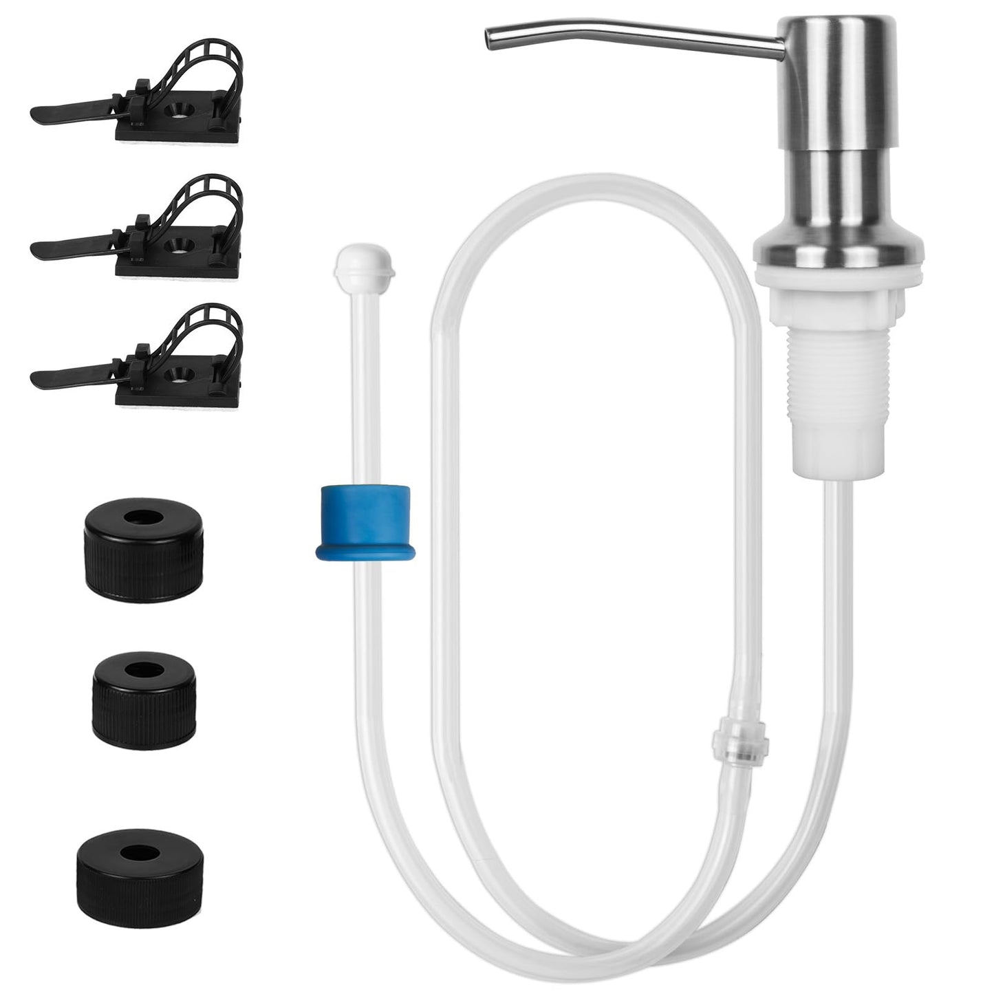 Domthent Soap Dispenser for Kitchen Sink Set,Sink Soap Dispenser Pump with 47" Soap Dispenser Extension Tube Kit,Stainless Steel Countertop Soap Dispenser for Kitchen Bathroom (Brushed Nickel)