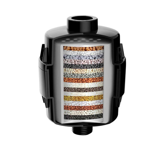 20 Stage Shower Filter for Hard Water, Remove Chlorine Heavy Metals and other Impurities, Improve Skin Hair, Fit Most Handheld Showerhead Fixed Rainfall (Matte Black)