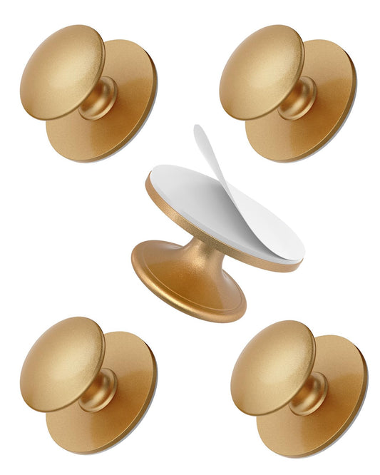 Anobeyi 5 Pack Self Adhesive Cabinet Knobs, No Drilling Self Stick Drawer Knob, Stick-on Kitchen Cabinet Stainless Steel Handle Pull for Window, Wardrobe, Dresser, Cupboard, Closet (5, Antique Gold)