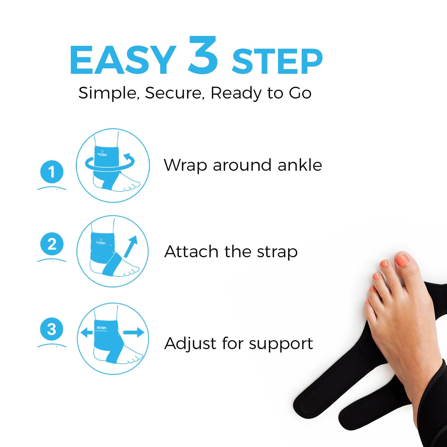 Dosh AFO Foot Drop Brace - Drop Foot Brace for Walking - AFO - Unisex (Right - One Size)