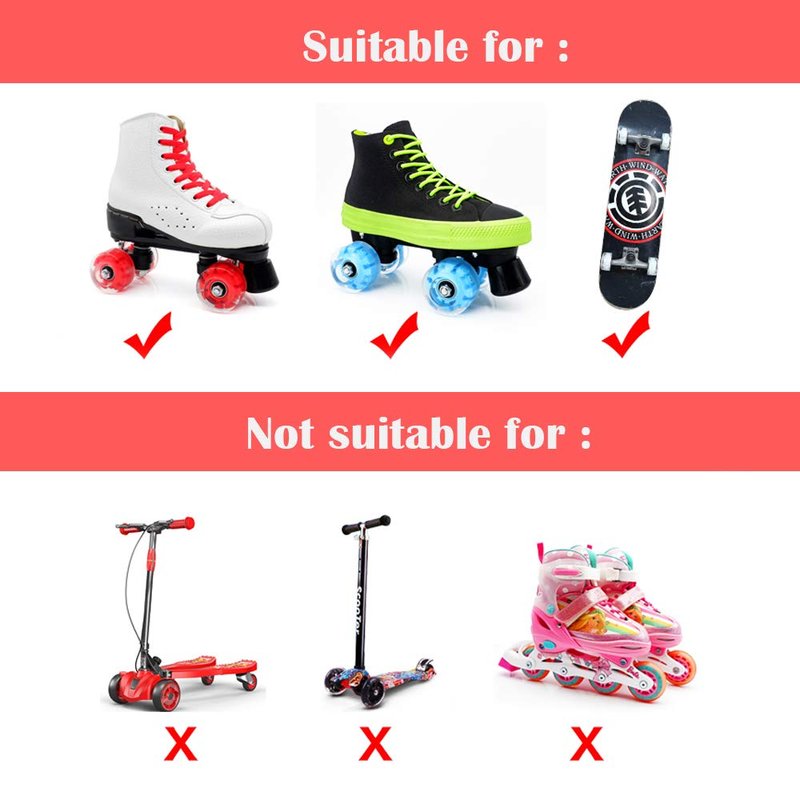 Nezylaf Light Up Roller Skate Wheels 8 Pack, 78A Hardness LED Skateboard Wheels with Premium ABEC-9 Bearings, Illuminating Roller Skate Accessories for Outdoor Indoor Quad Skates