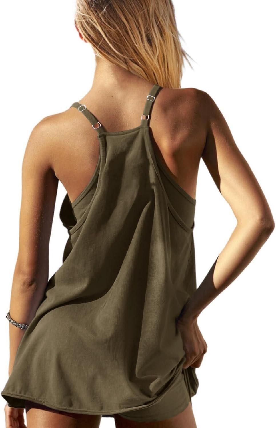 UNIANKIYA Women's Workout Romper - Sleeveless Spaghetti Strap Dress with Shorts | Casual Athletic Outfit