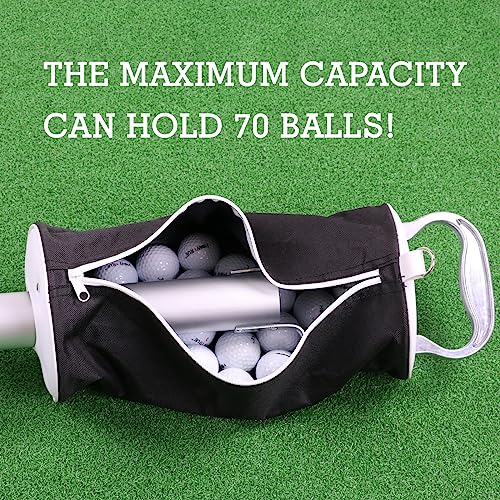 HOW TRUE Black Golf Ball Shag Bag with Aluminum Handle & Frame Holds 70 Balls