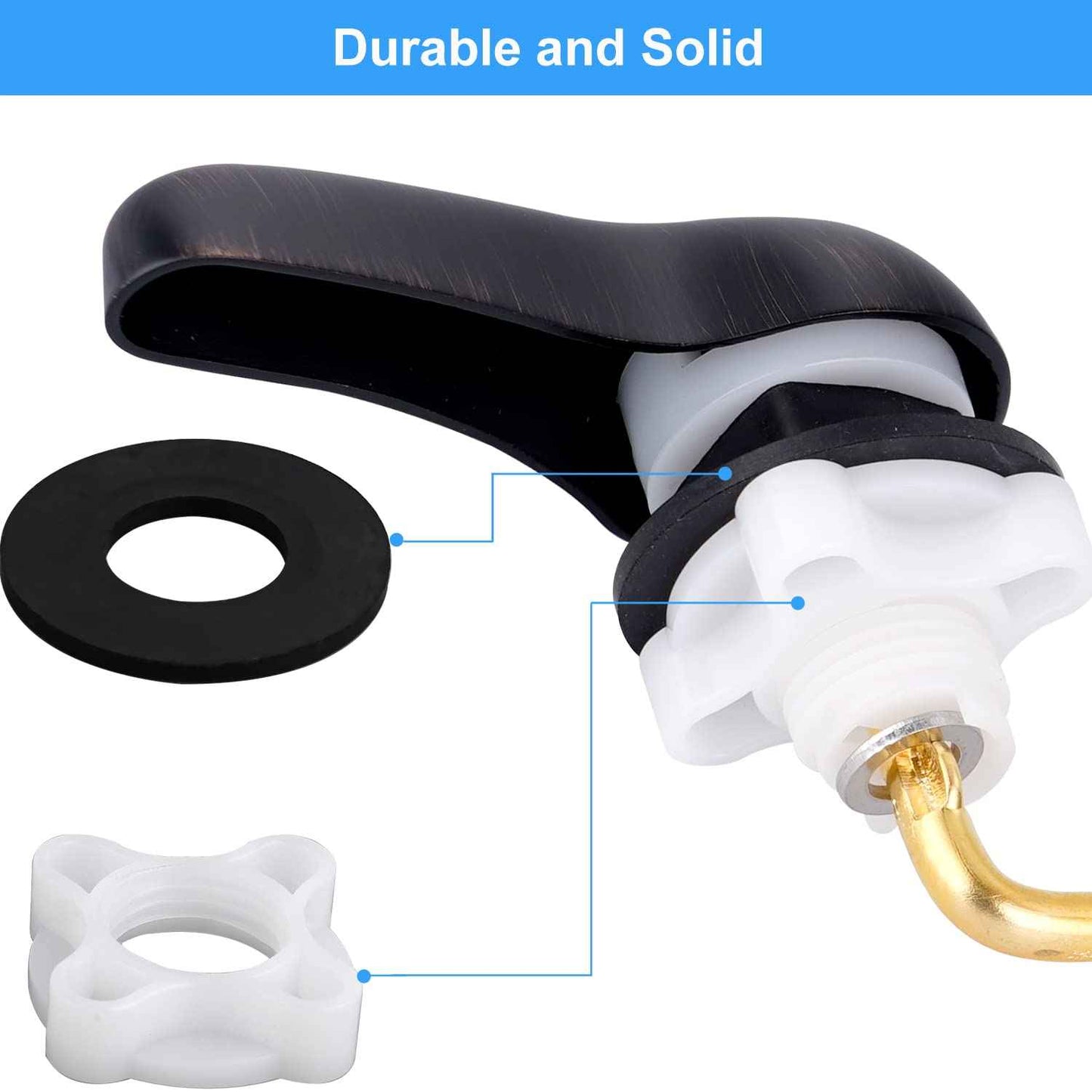 iFealClear 2 Pack Toilet Handle Replacement Kit, Universal Front Mount Tank Flush Lever Replacement, Solid Brass Trip Lever Fits Most Toilets, Oil Rubbed Bronze