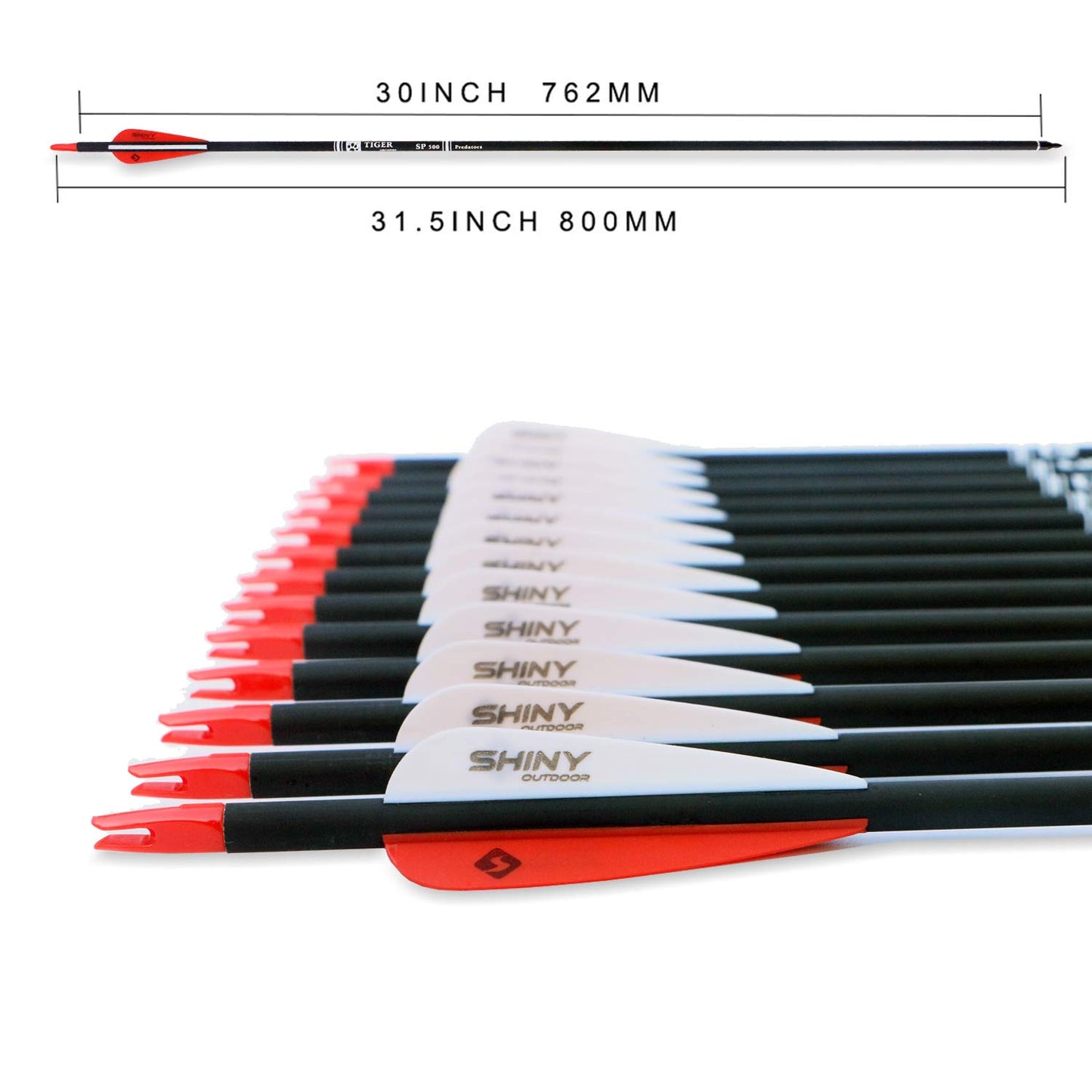 TIGER ARCHERY 30" Carbon Arrows for Compound Recurve Bow Hunting Target