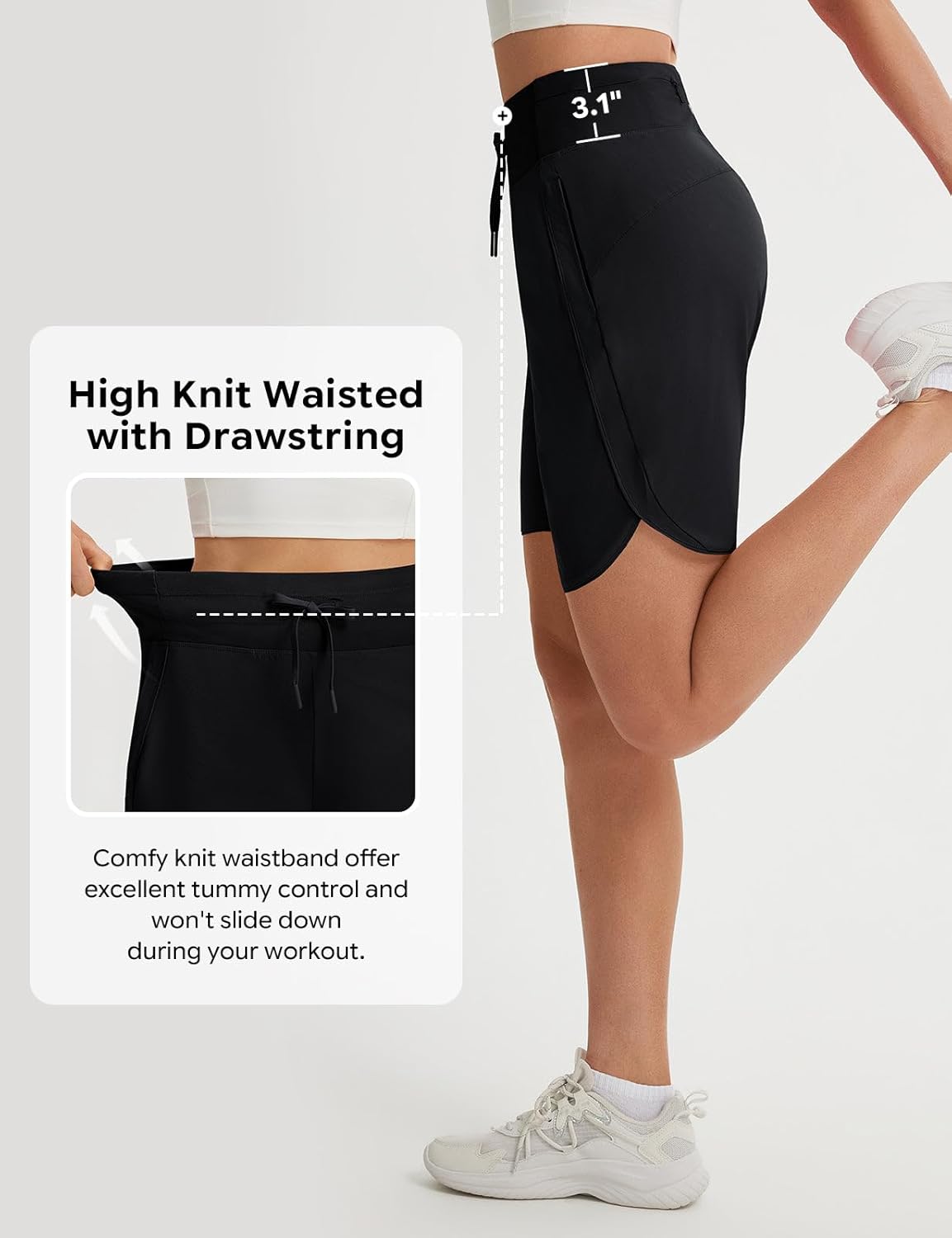 Baleaf Women's Athletic Bermuda Shorts - Quick Dry, High Waisted, Knee Length with Pockets, UPF 50+