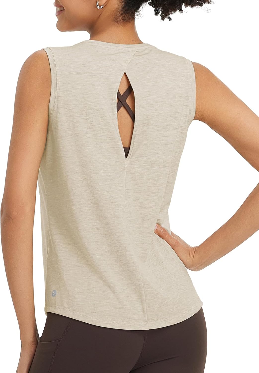 Baleaf Women's High Neck Open Back Yoga Tank Top - Loose Fit Athletic Gym Shirt