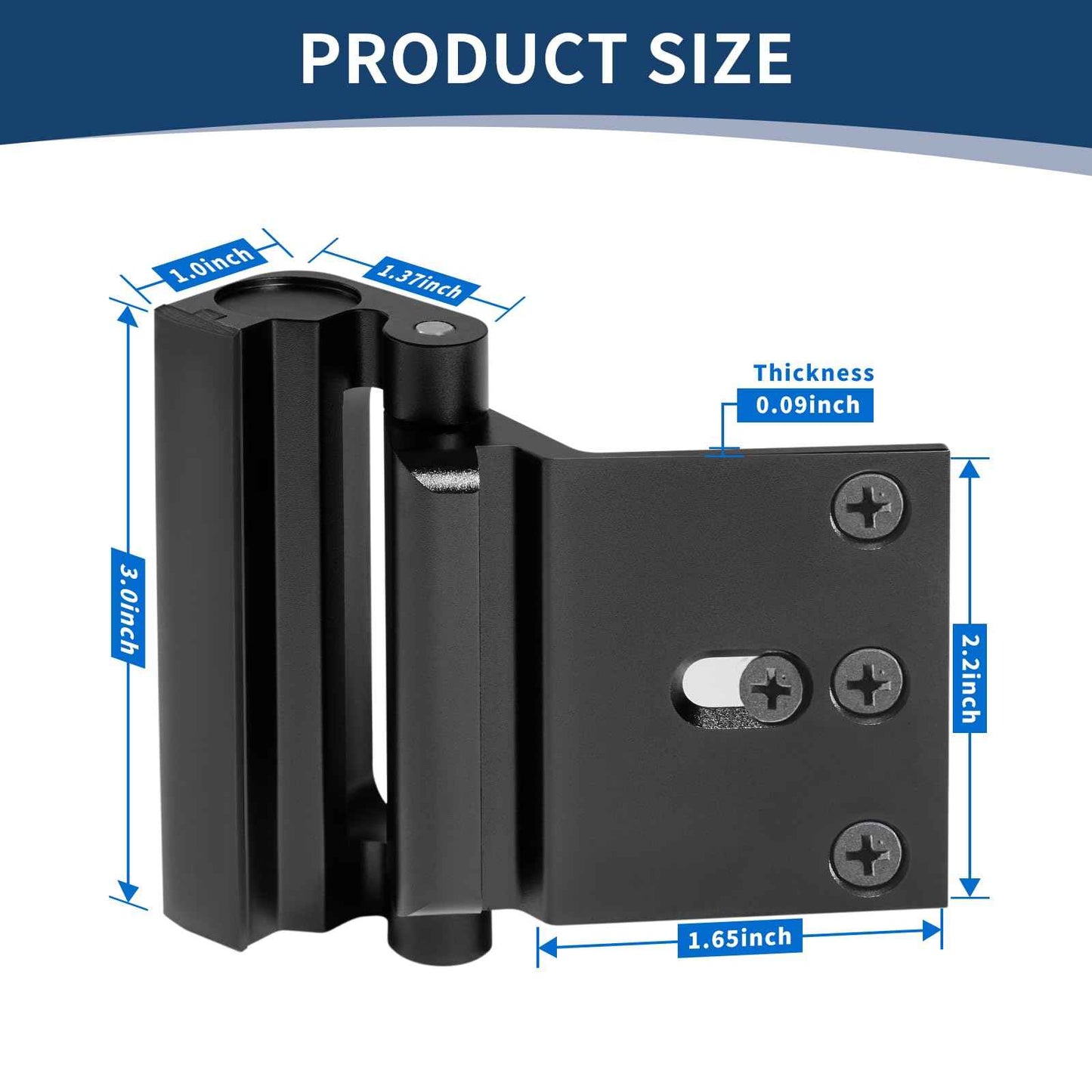 Lvyesea 3Pcs Door Reinforcement Lock, Door Locks for Kids Safety, Door Safety Locks from Inside, Withstand 800lbs Force-Enhance Home Security(Black)