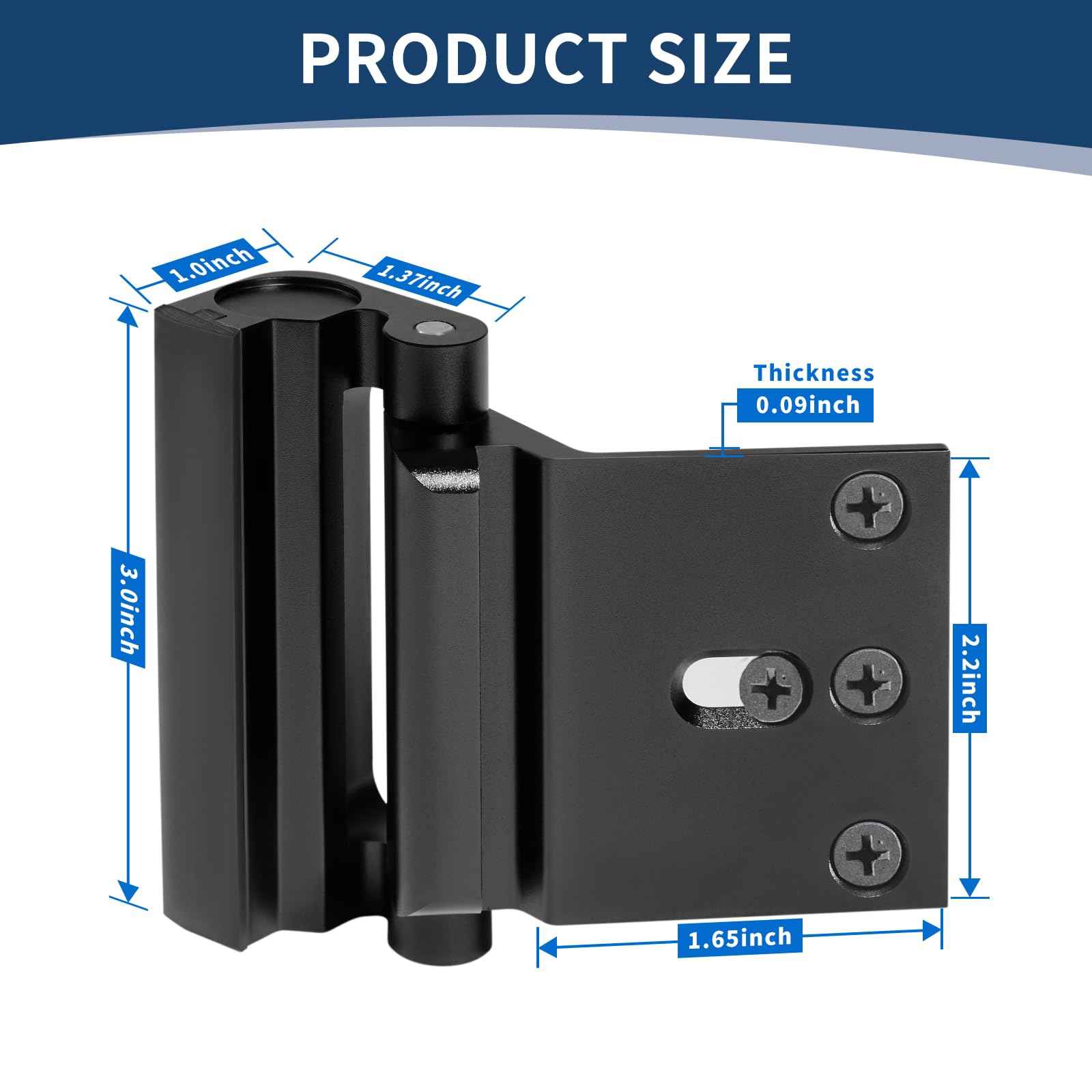 Lvyesea 3Pcs Door Reinforcement Lock, Door Locks for Kids Safety, Door Safety Locks from Inside, Withstand 800lbs Force-Enhance Home Security(Black)