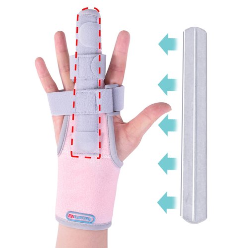 ENLUNTRA Finger Splint Brace Supports Index finger,middle finger,ring finger,pinky splint,Adjustable Right or Left Hand Brace,Straightening for trigger finger splints(pink)