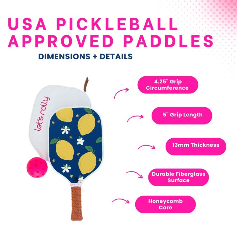 Let’s Rally USAPA Approved Fiberglass Pickleball Paddle – Cute Pickleball Paddle for Women, Indoor & Outdoor Pickleball Rackets (Flower Power)