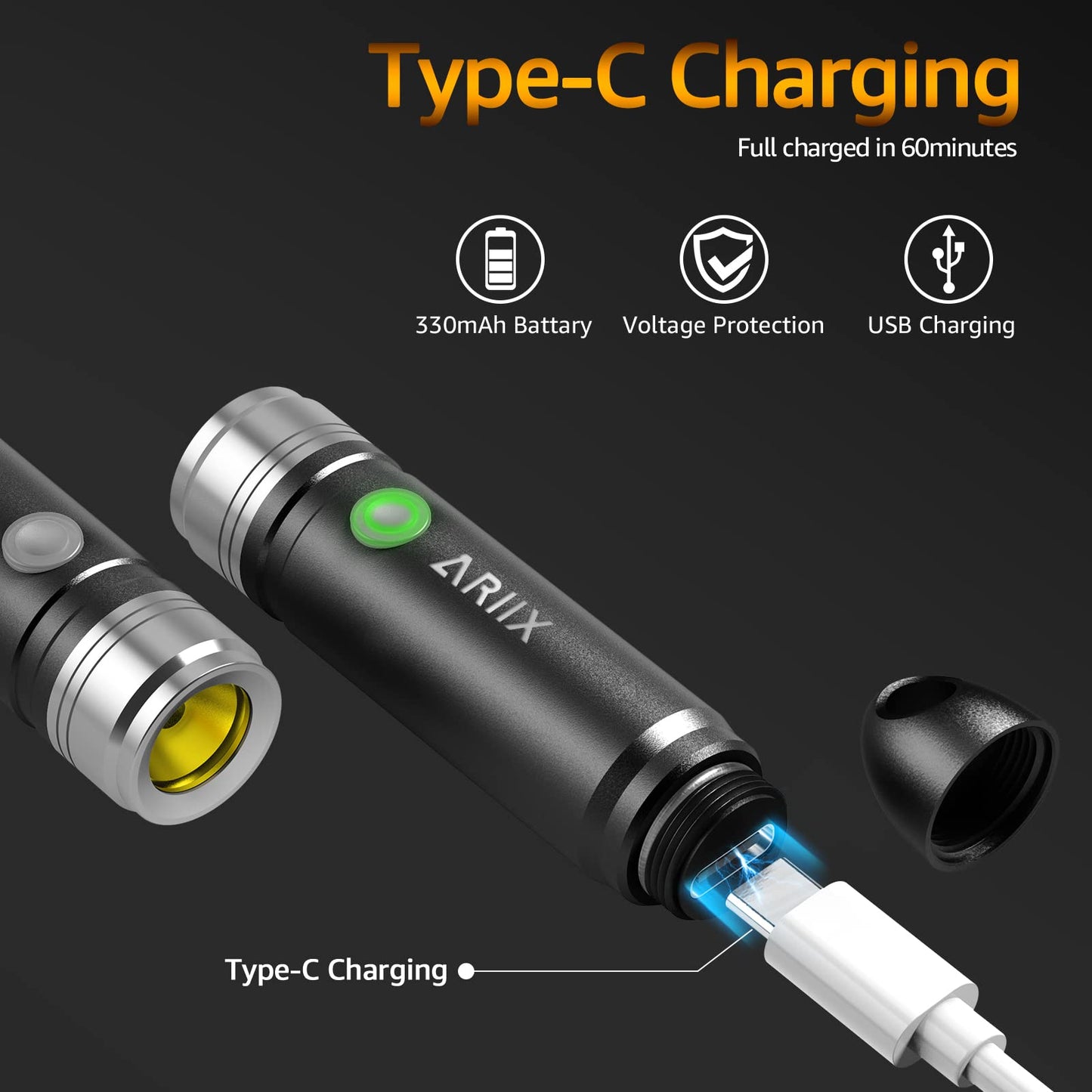 ARIIX Super Bright Outdoor EDC Mini Keychain Led Flashlight High 650 Lumens,Waterproof Rechargable Small Torch for Camping and Emergency,Best Gifts for You