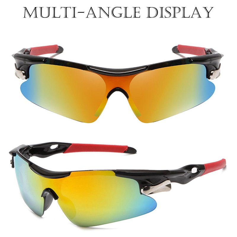 Bsreyeop Cycling Glasses for Men Women Mountain Bike Windproof Dust-proof Sunglasses Clear MTB Bicycle Riding (Black Frame/Red Lens D6)