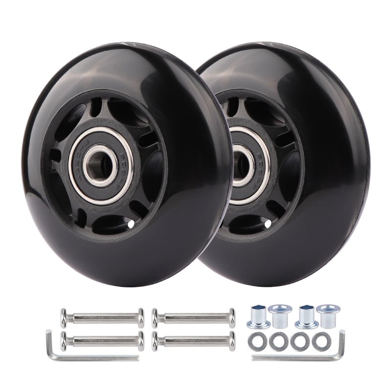 WHEELGOO 2-Pack PU Luggage Suitcase Replacement Wheels Repair Kit w/ABEC-7 Bearings and 6mm Axles for Trolley Carry-on Roller Travel Bag (70 * 24mm)