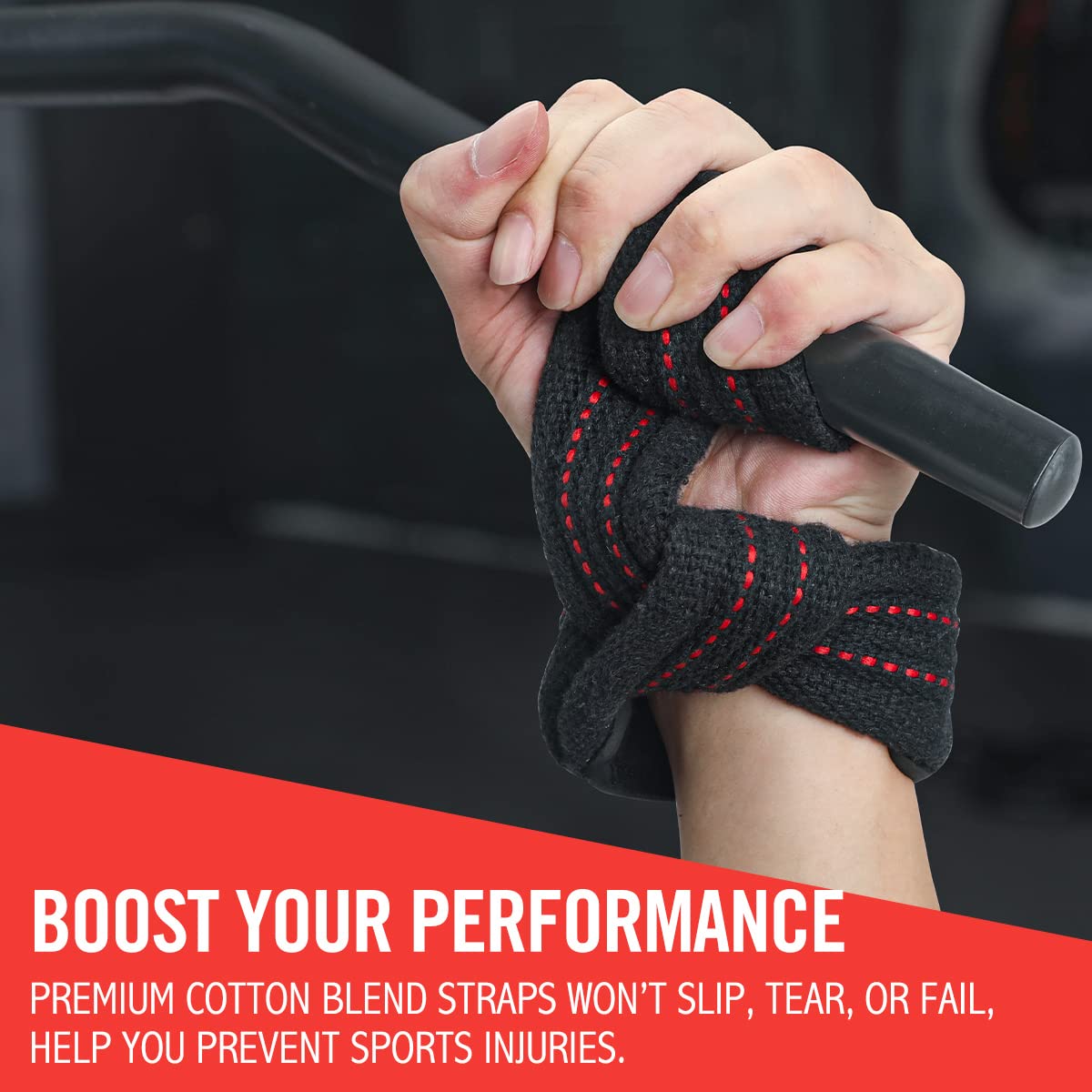 OHMY FIT 24" Padded Cotton Power Grip Straps - Versatile Gym Lifting Straps for Weightlifting, Deadlifting & Strength Training - Durable Wrist Lifting Straps for Men & Women - Gym Workout Grip Straps