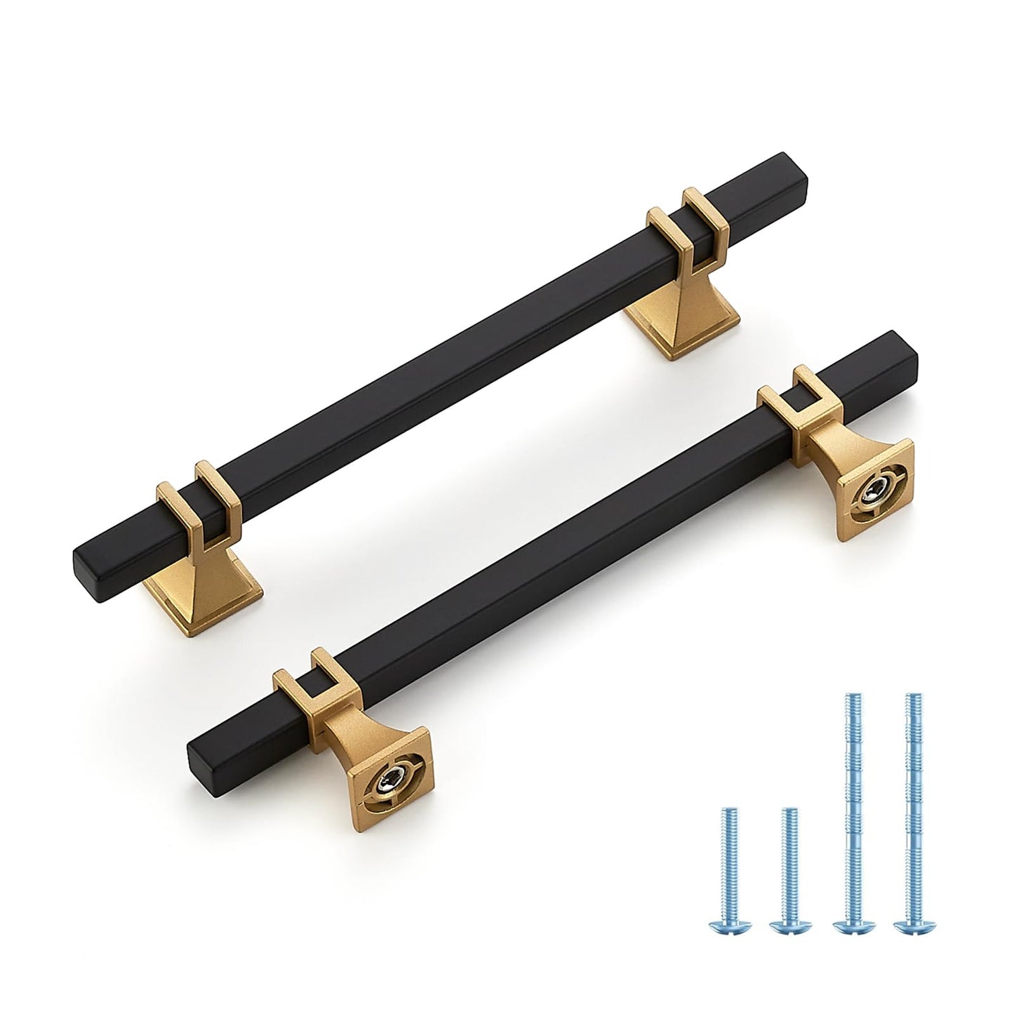 HOME EDIT 30 Pack 5 inch Black & Gold Cabinet Handles Square Zinc-Alloy Pulls for Kitchen Dresser Closet and Bathroom Cabinets Hardware