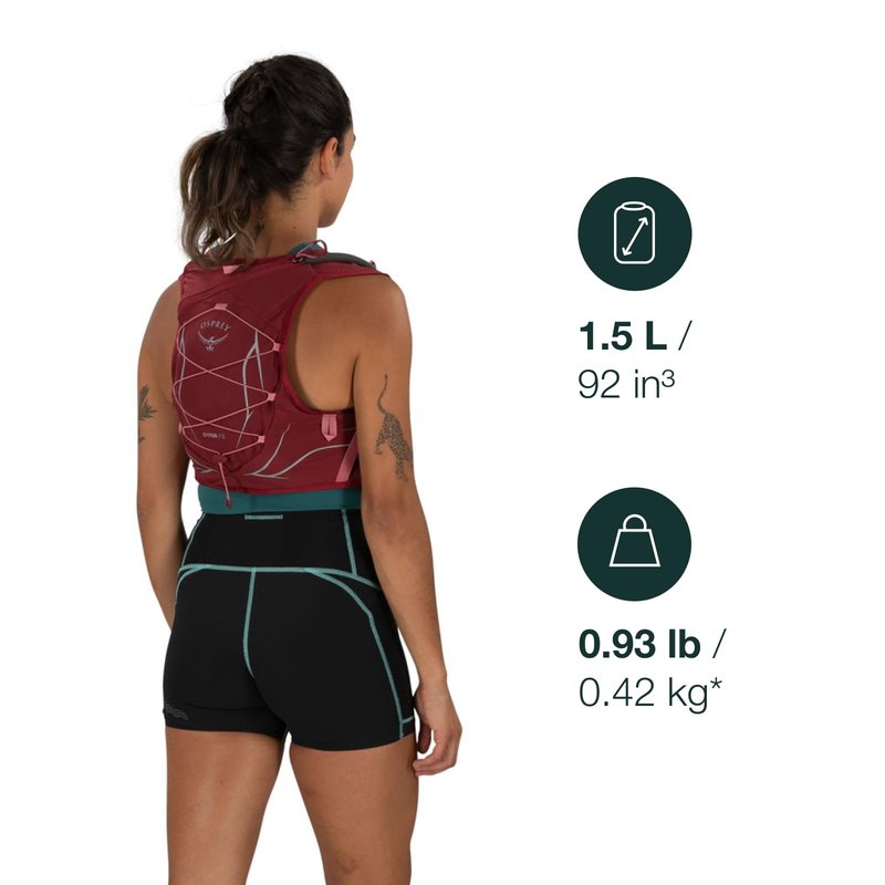 Osprey Dyna 1.5L Women's Running Hydration Vest with Hydraulics Reservoir, Kakio Pink, Large