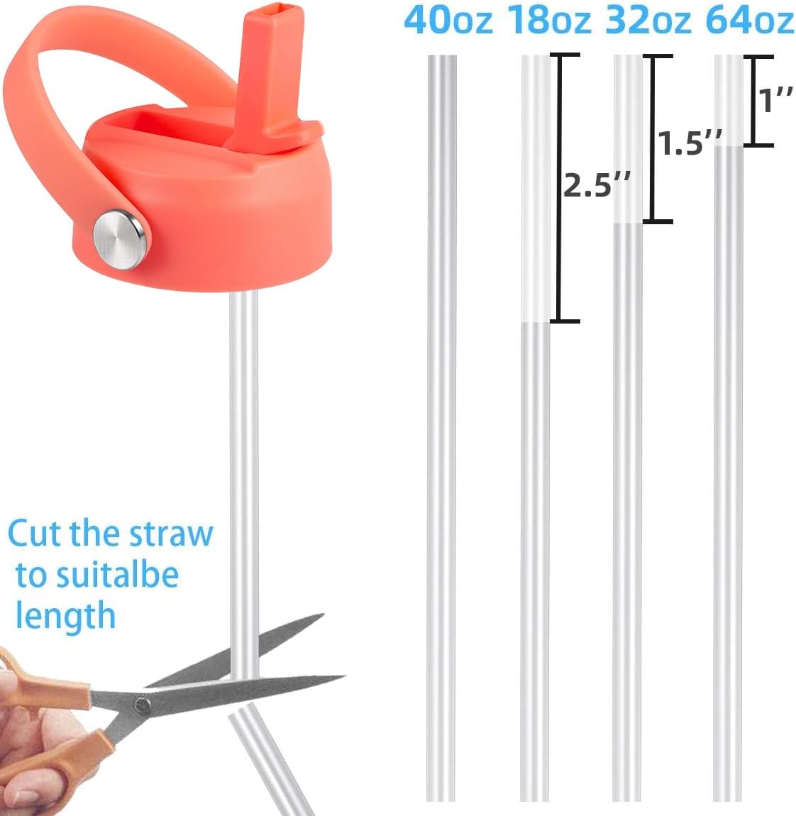 Regine Switzerland Straw Lid for Hydro Flask - Flexible Handle & Straws - Replacement Cap for 32/40 oz