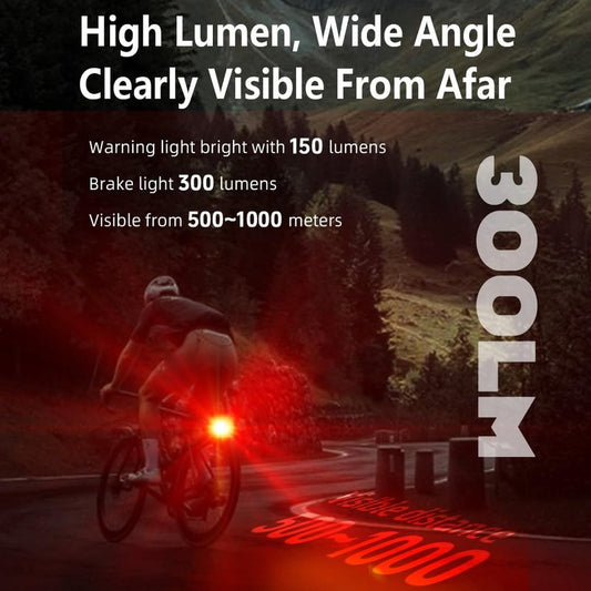 Smart Bike Tail Lights, Rechargeable Bike Lights for Night Riding, Waterproof IP66 Rear Bicycle Light Auto On/Off & Long Standby, Wireless Bicycle Taillights Waterproof IP66 Bike Accessories