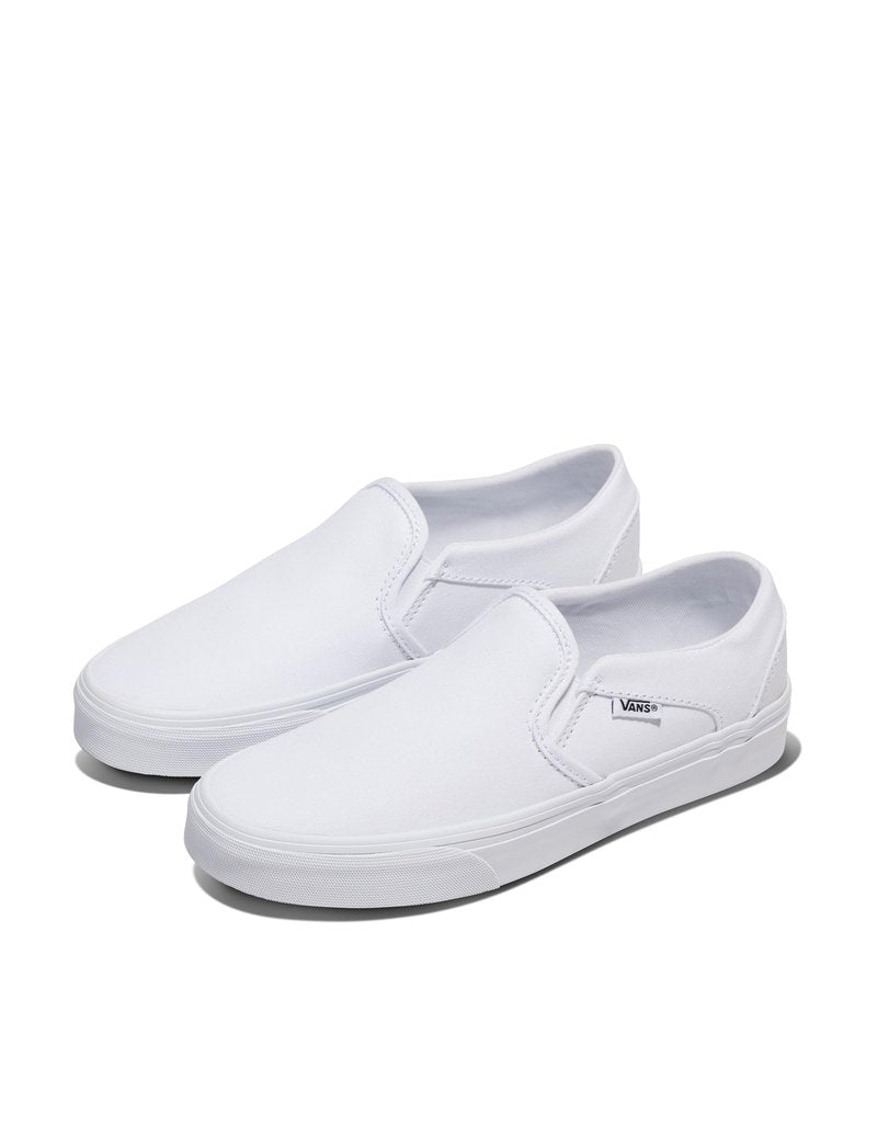Vans Women's Asher Slip-On Shoe - Casual Sneakers for Walking, Fashion & Work. (Canvas) Truewht/Truewht. 5.5