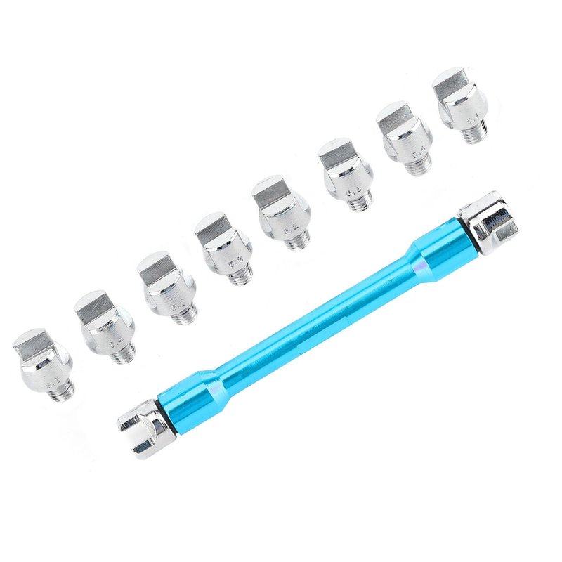 GBSCLOVER Motorcycle Spoke Wrench Set, 5.0 to 6.8mm Bike Spoke Wrench Aluminum and Iron, 3.7in Length Motorcycle Spoke Spanner Wrench Tool with Box, Used to Adjust Tire Wire