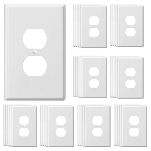 Oversized Duplex Receptacle Outlet Wall Plate 6Pack Jumbo Electrical Outlet Covers Extra Large Switch Plates, Over-Size 1-Gang 5.5" x 3.5", Gloss Finish Dual Receptacle Faceplate, Impact Resistant