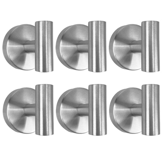6 PCS Suction Cup Shower Towel Hooks, Wall Mount Robe Holder, Heavy Duty No Drill Wall SUS304 Waterproof Stainless Steel Hooks for Bedroom, Bathroom, Kitchen, Hotel and Office (Brushed Nickel)