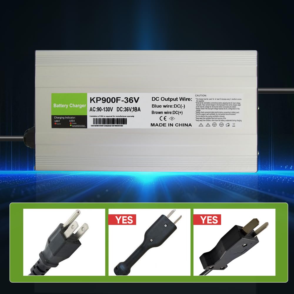 aunstarwei 18 Amp 36 Volt Golf Carts Battery Charger for EZGO & Yamaha with Crowfoot Plug