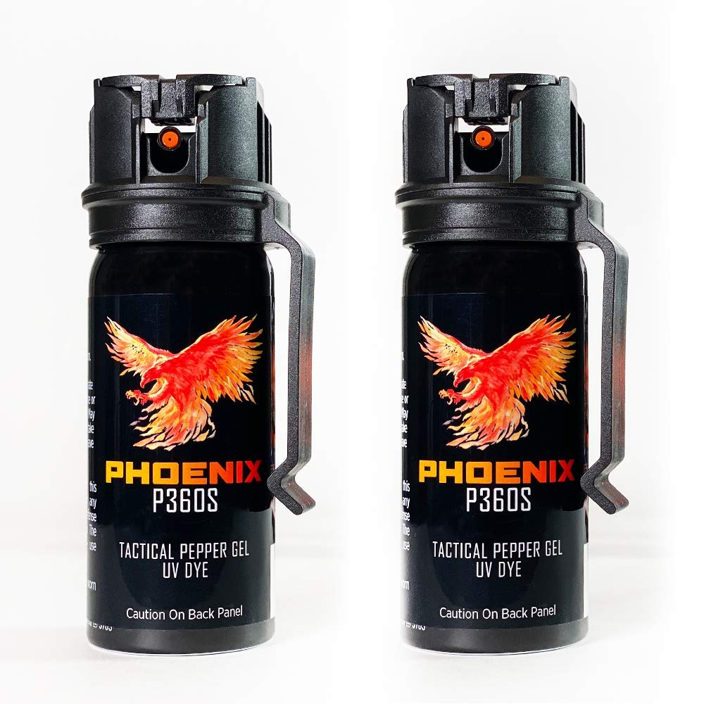 Pepper Gel Spray with UV Dye - Trusted by Military, Maximum Strength, Quick Access Flip Top, Sprays Any Angle, 18ft Range - 2 Pack