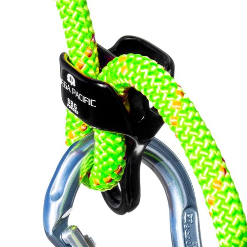 Omega Pacific SBGFG Belay/Rappel Device – Adjustable Friction Belay Tool with Rigid Stem, U-Groove Channel, and Stem Wrap – Hot Forged Aluminum for Versatile Rope Handling
