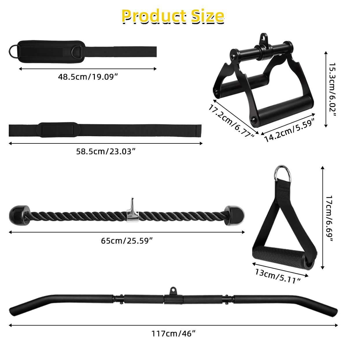 sunmeg Cable Machine Accessories for Home Gym, Triceps Press Down Cable Machine Attachments, LAT Pull Down Attachments for Weight Fitness