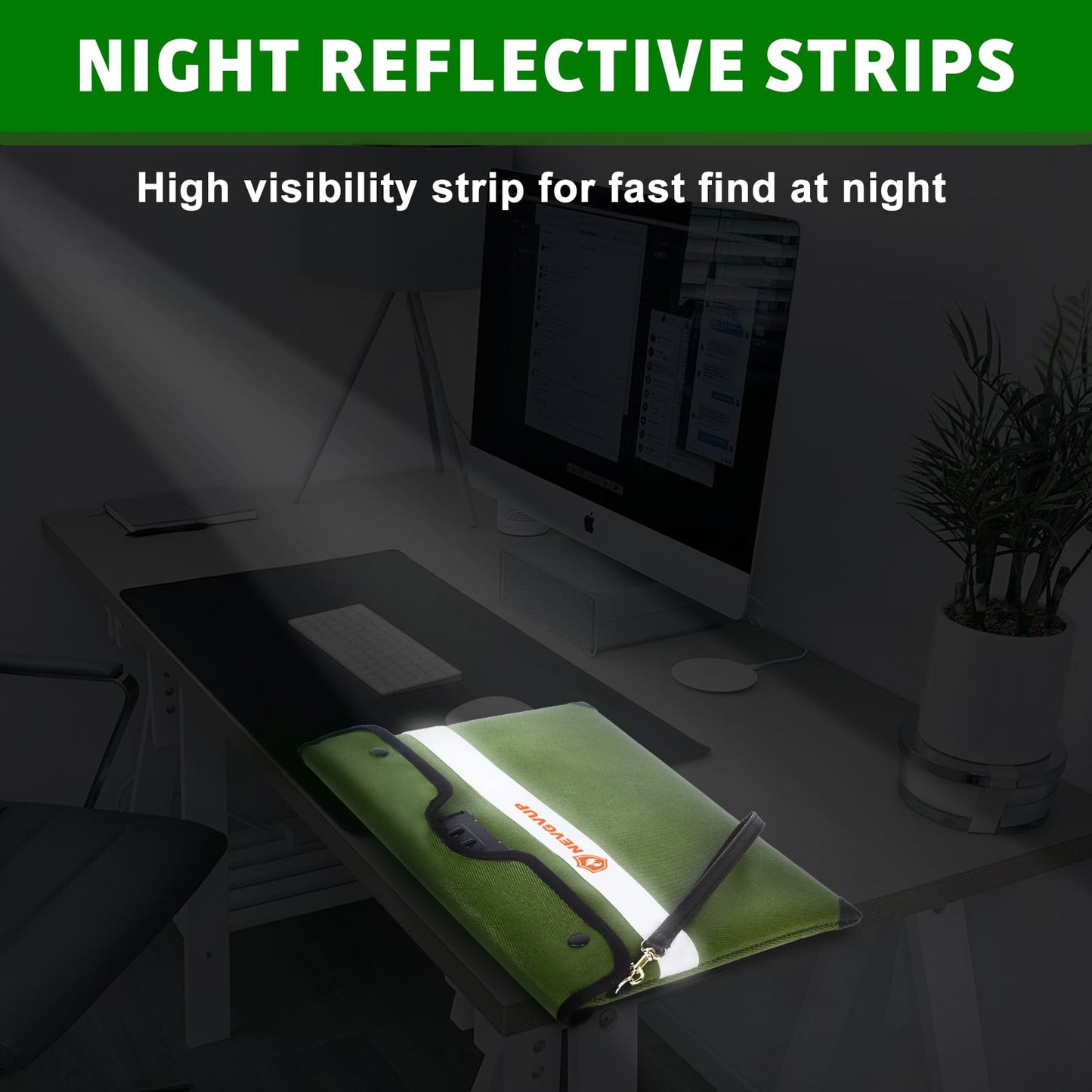 6200°F Fireproof Money Bag with Lock, Upgraded Fireproof Bags w. Zipper/Reflective Strip, 9 Layers of Heat Insulated Materials, Water Resistant Fire proof Money Bag for Cash, Fire Pouch for A5 Files