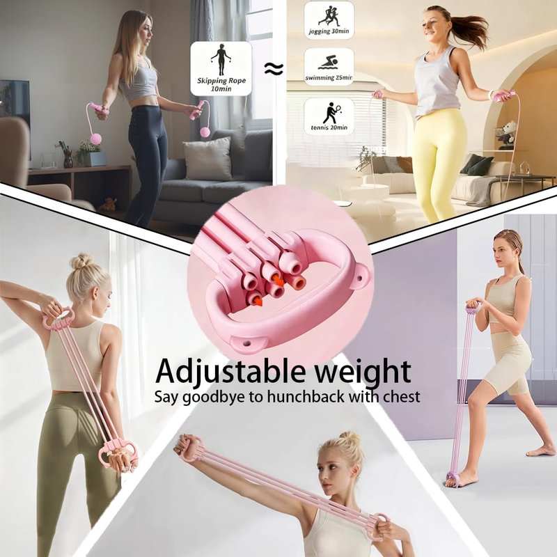 17 Pcs Pilates Equipment,Pilates Set,Women at Home Pilates kit,Pink Pilates Ring and Ball Set Pilates Socks, Jump Rope,5 Resistance Bands Compact Toning and Fitness Essentials Starter Set Accessories