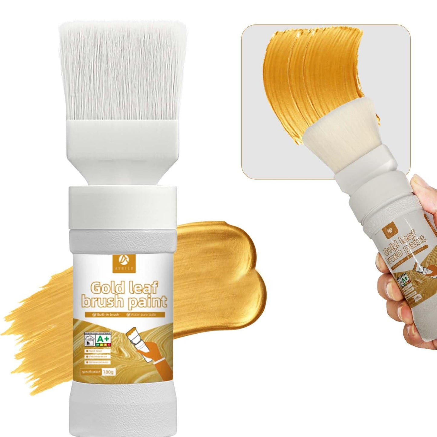 Anirun Liquid Gold Leaf Paint 6.35 Oz, 2 in 1 Furniture Paint for Wood, Art, Painting, Handcrafts, Clay Craf, Easy to Apply DIY Crafts(Pack of 1)
