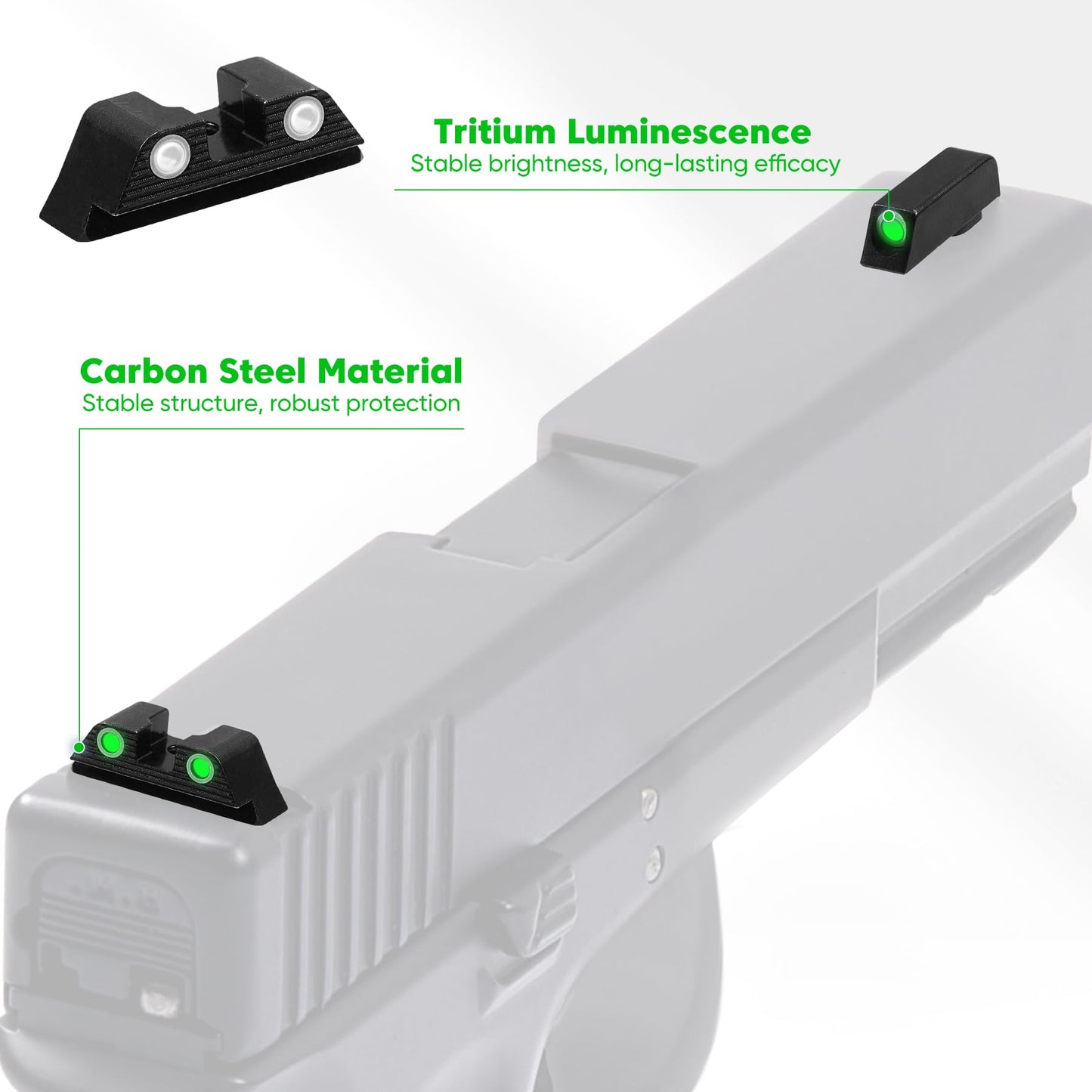 DEEPOWER Night Sight- 3 Dot High Visibility Handgun Sight with Tool Fits 17, 19, 22, 23, 24, 26 & 27