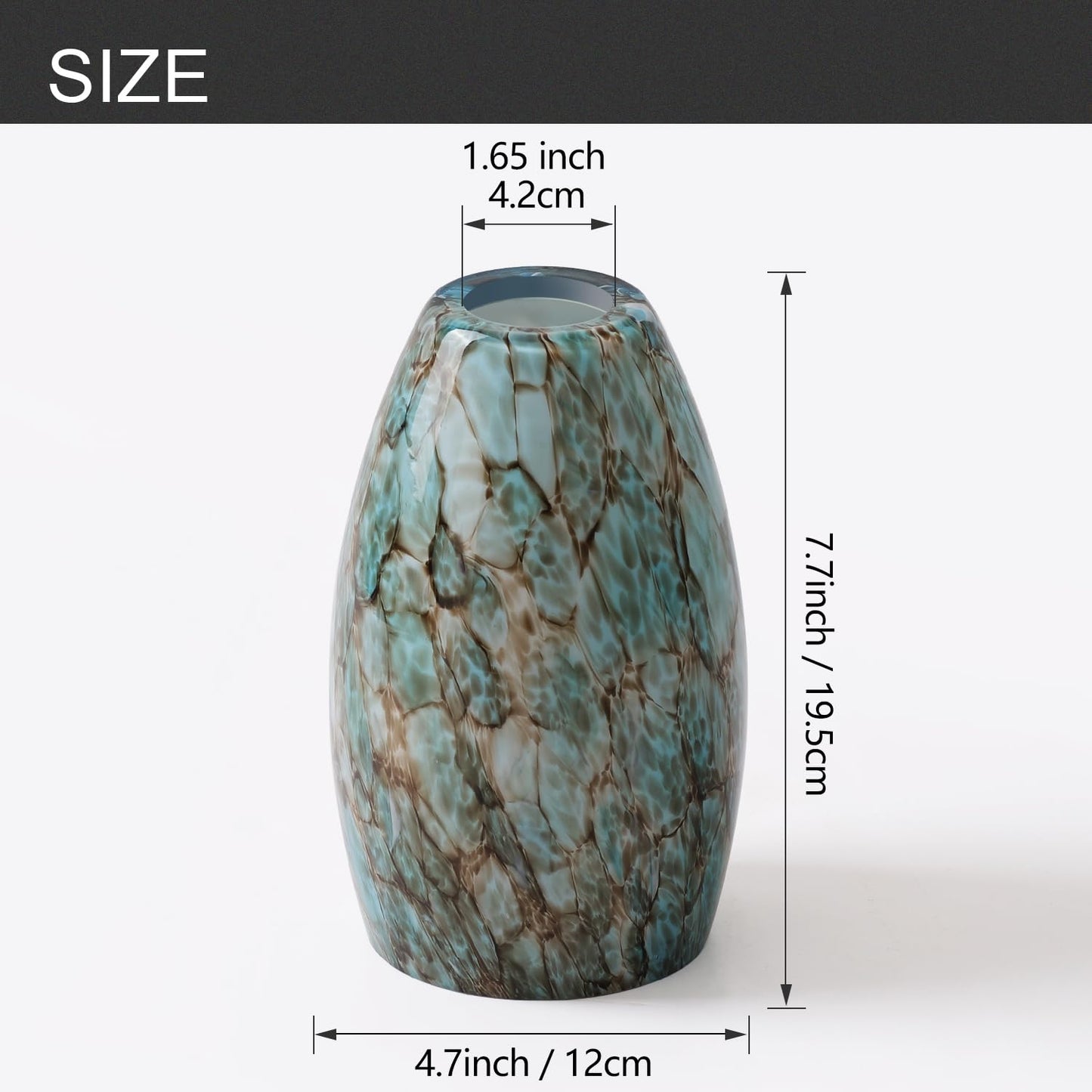 Fixture Replacement Globe Shade,Lampshade for E26 Base 1-5/8 Inch Fitter, Color Art Glass Oval Lampshade Cover for Pendant Kitchen Wall Sconce Chandelier Vanity Light (3, Agate Blue)